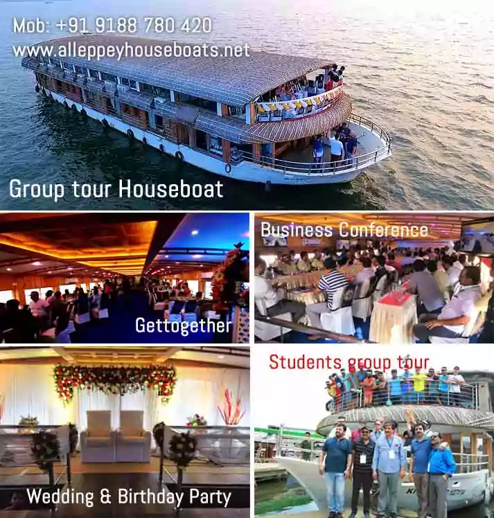 Birthday Party in Houseboat / Gettogether in Houseboat / Wedding in Houseboat / Business Conference in Houseboat / Group Tours in Houseboats / Students Tours in Houseboats